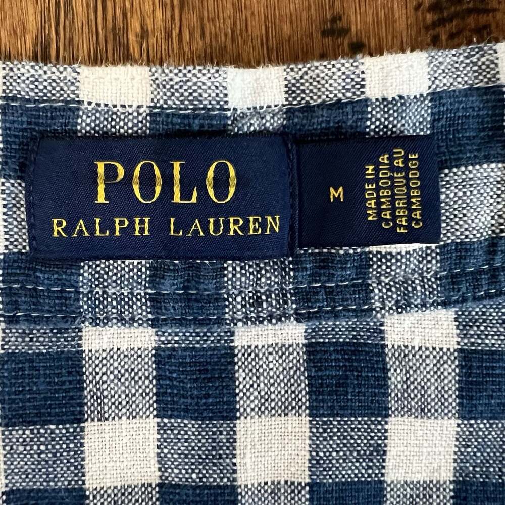 Polo Ralph Lauren Linen Gingham Plaid Wrap Maxi Skirt Women’s Medium Blue White - Picture 11 of 16